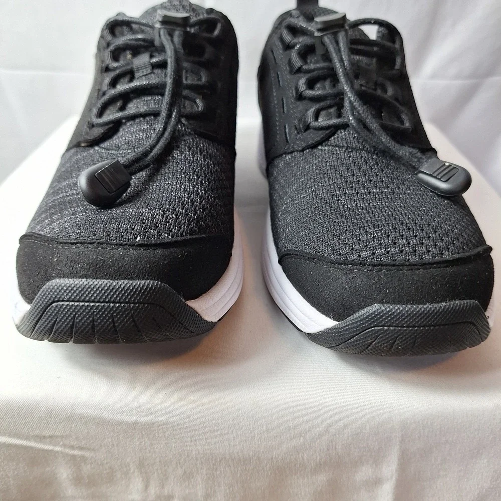 ORTHOFEET Francis No-Tie Athletic Sneaker Sz 8B Black Mesh Comfort Wide Toe Box